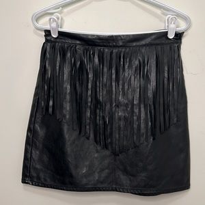 Faux Leather Fringe Waist Peplum Mini Skirt Size 8